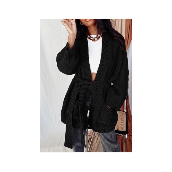 🔥 Womens Open Front Chunky Cable Knit Cardigan Sweaters Long Sleeve Loose - Picture 6 of 9